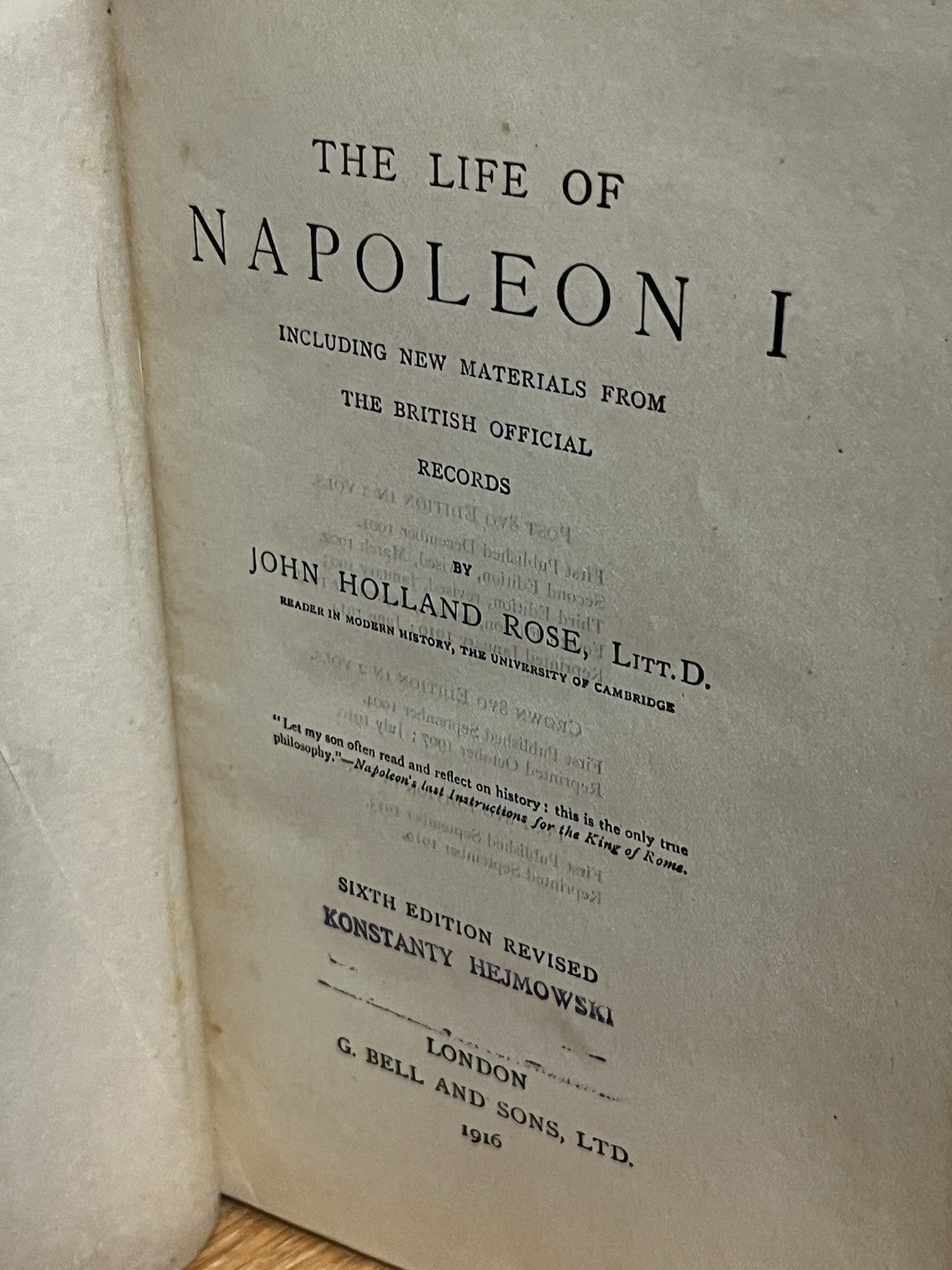 The Life Of Napoleon 1. (1916) Including New Materials..By John Holland Rose