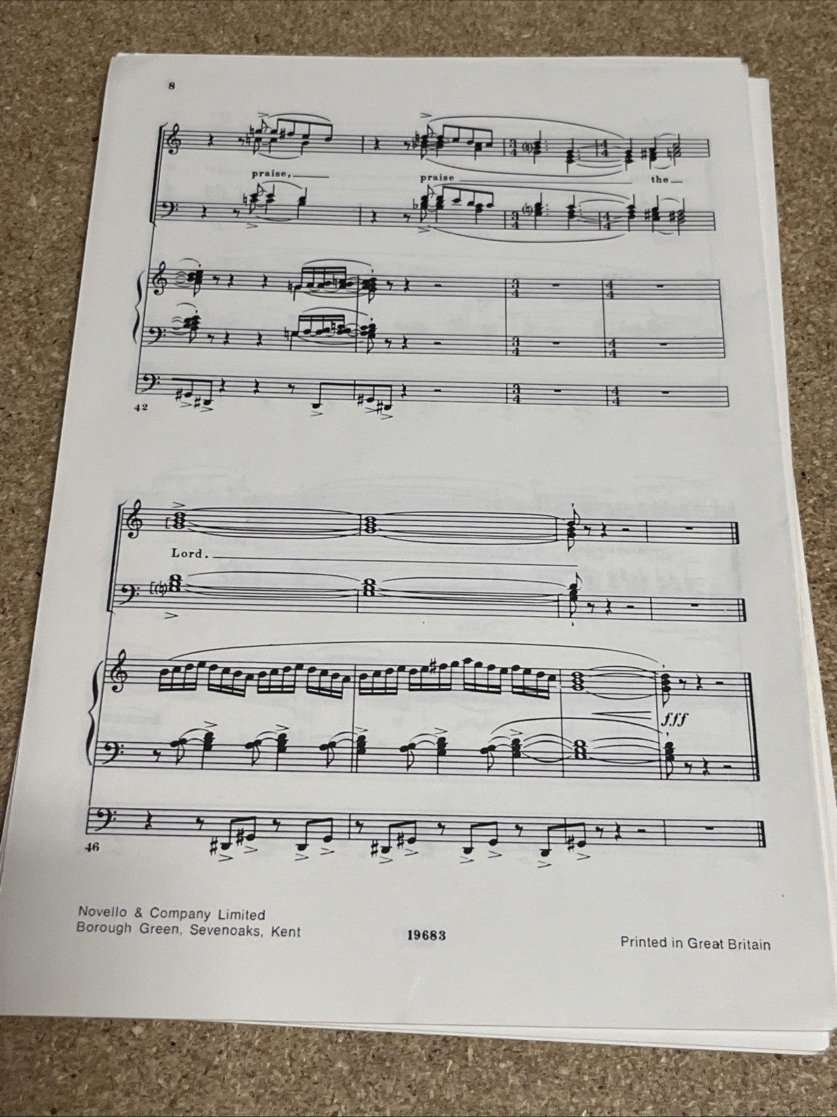 Lot of 7 - O Praise God In His Holiness Anthem for SATB & Organ #19683 Sheets