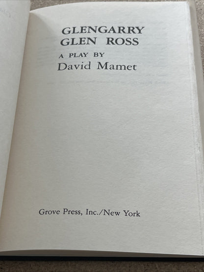 Glengarry Glen Ross A Play by David Mamet (1983, Hardcover)