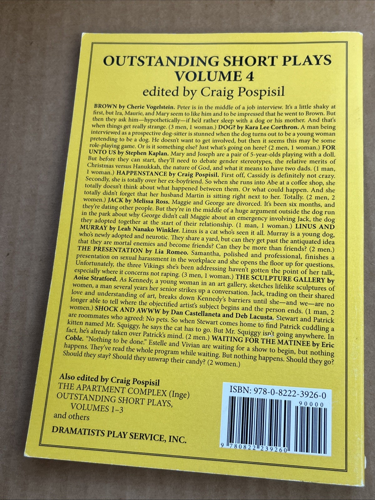 OUTSTANDING SHORT PLAYS VOLUME 4 By Craig Pospisil