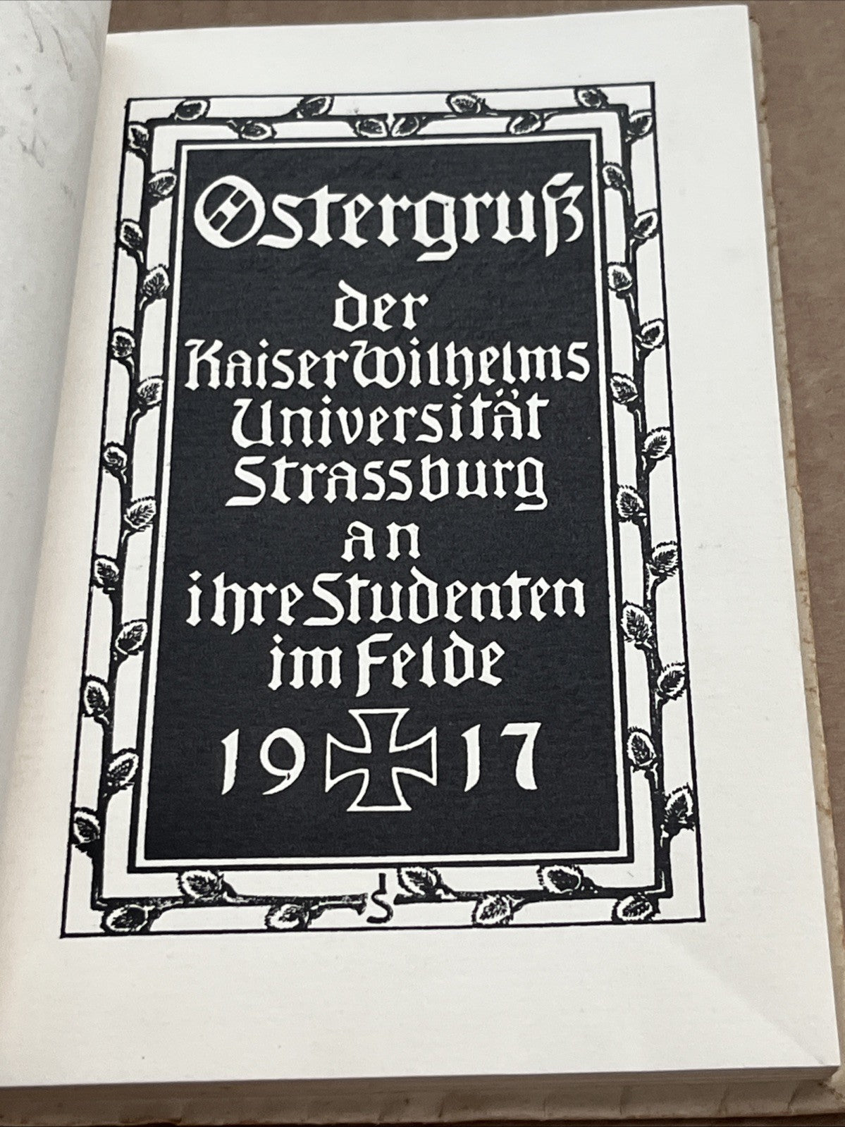 Ostergruss der Kaiser Wilhelms Universität  Strassburg an ihre Studenten im 1917