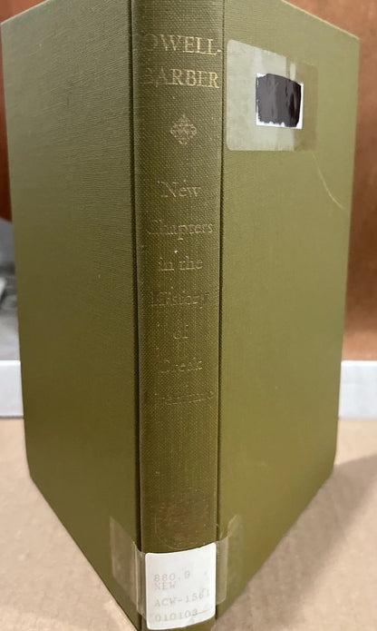 New Chapters in the History of Greek Literature, , (1974) EX LIB