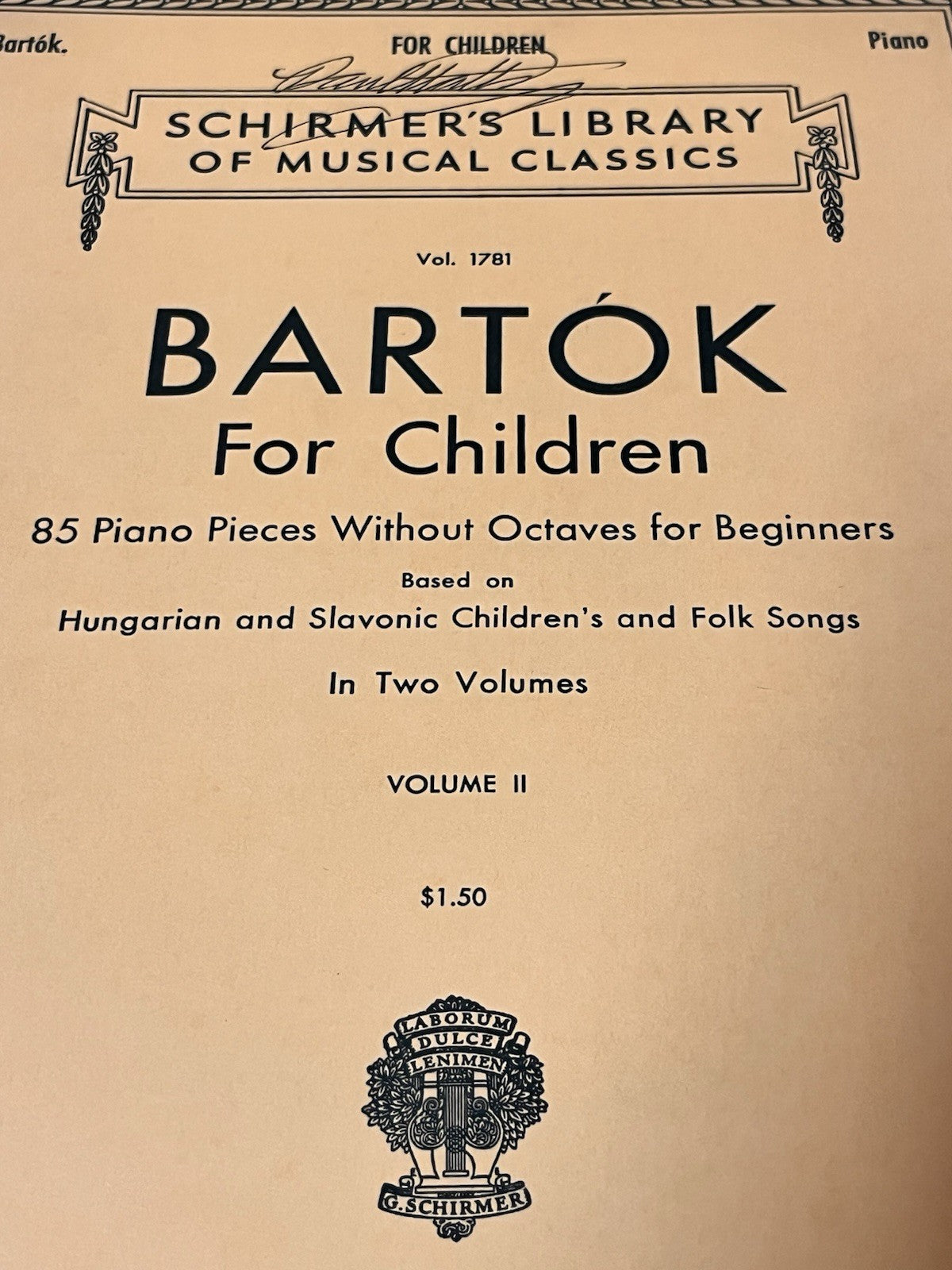 Bela Bartok Mikrokosmos Piano Solo & Schemer’s Llibrary Musical Classics Lot 5