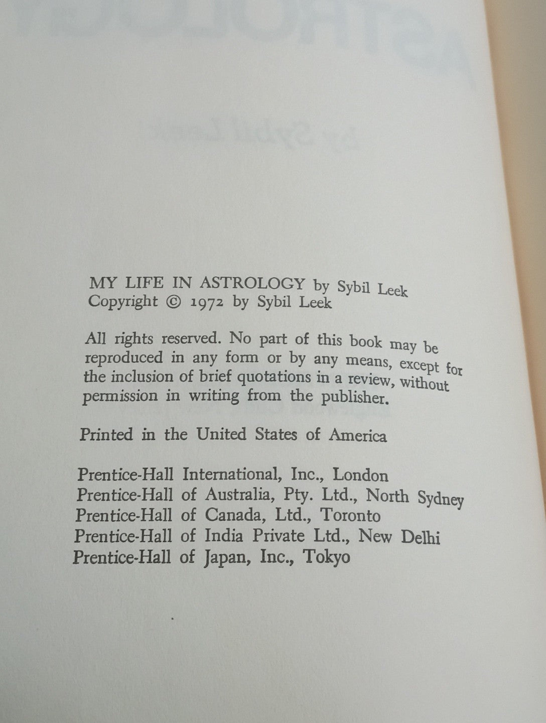 My Life In Astrology First Edition By Sybil Leek 1972