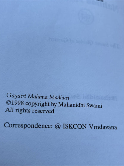 Mahanidhi Swami Gayatri Mahima Madhuri (The Sweet Glories of Gayatri) Ist Ed