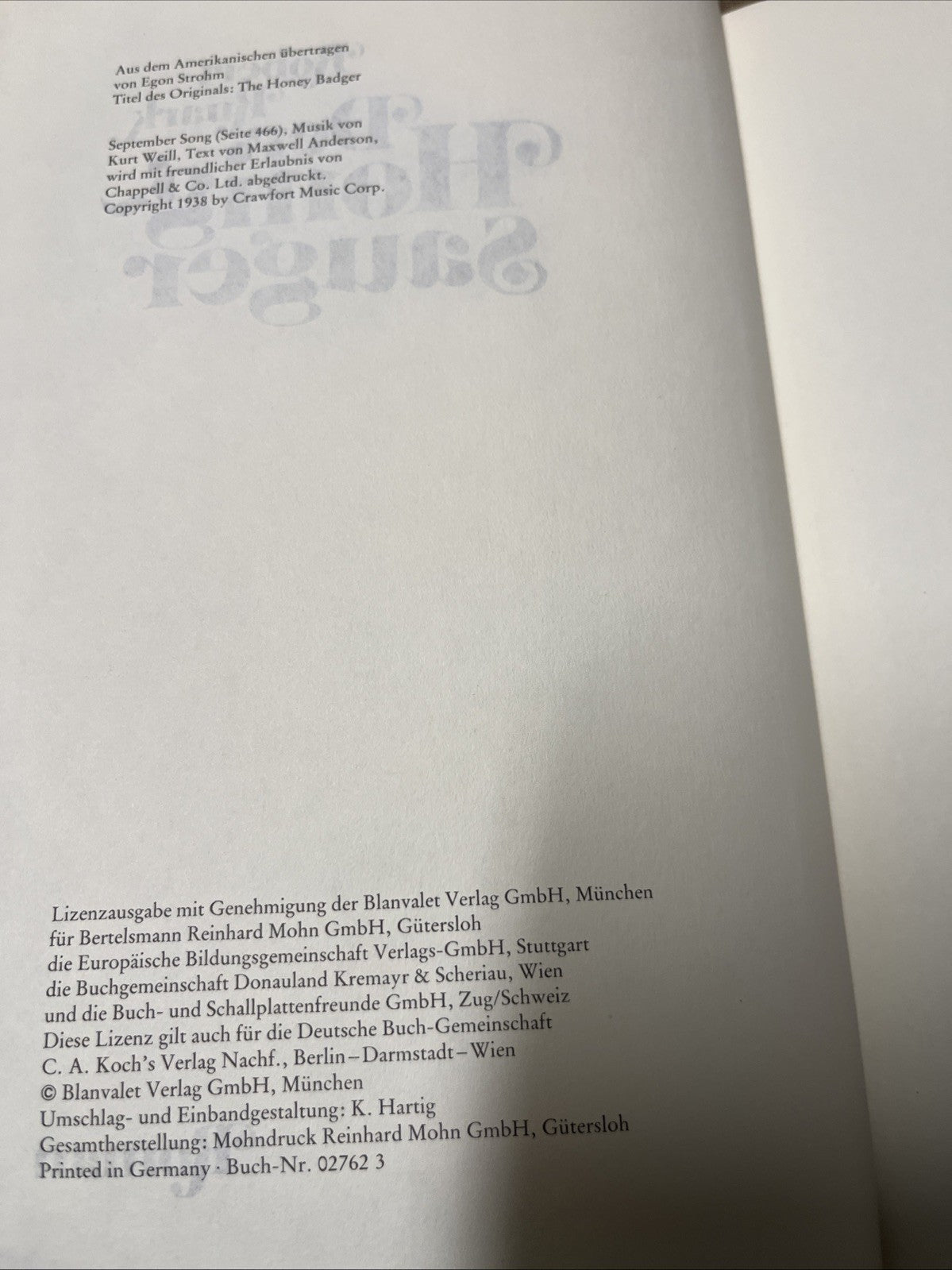 Der Honigsauger Roman Ruark Robert