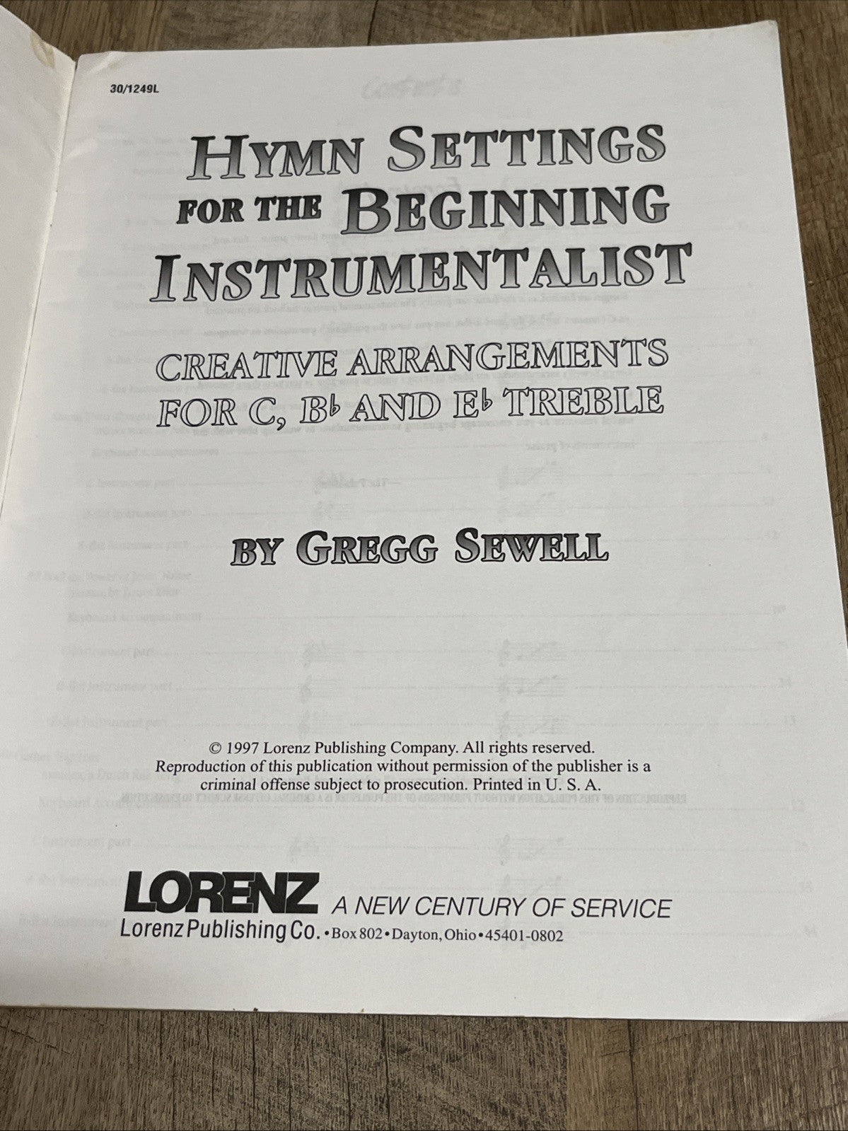 HYMN SETTINGS FOR THE BEGINNING INSTRUMENTALIST CREATIVE ARR FOR C, B & E TREBLE
