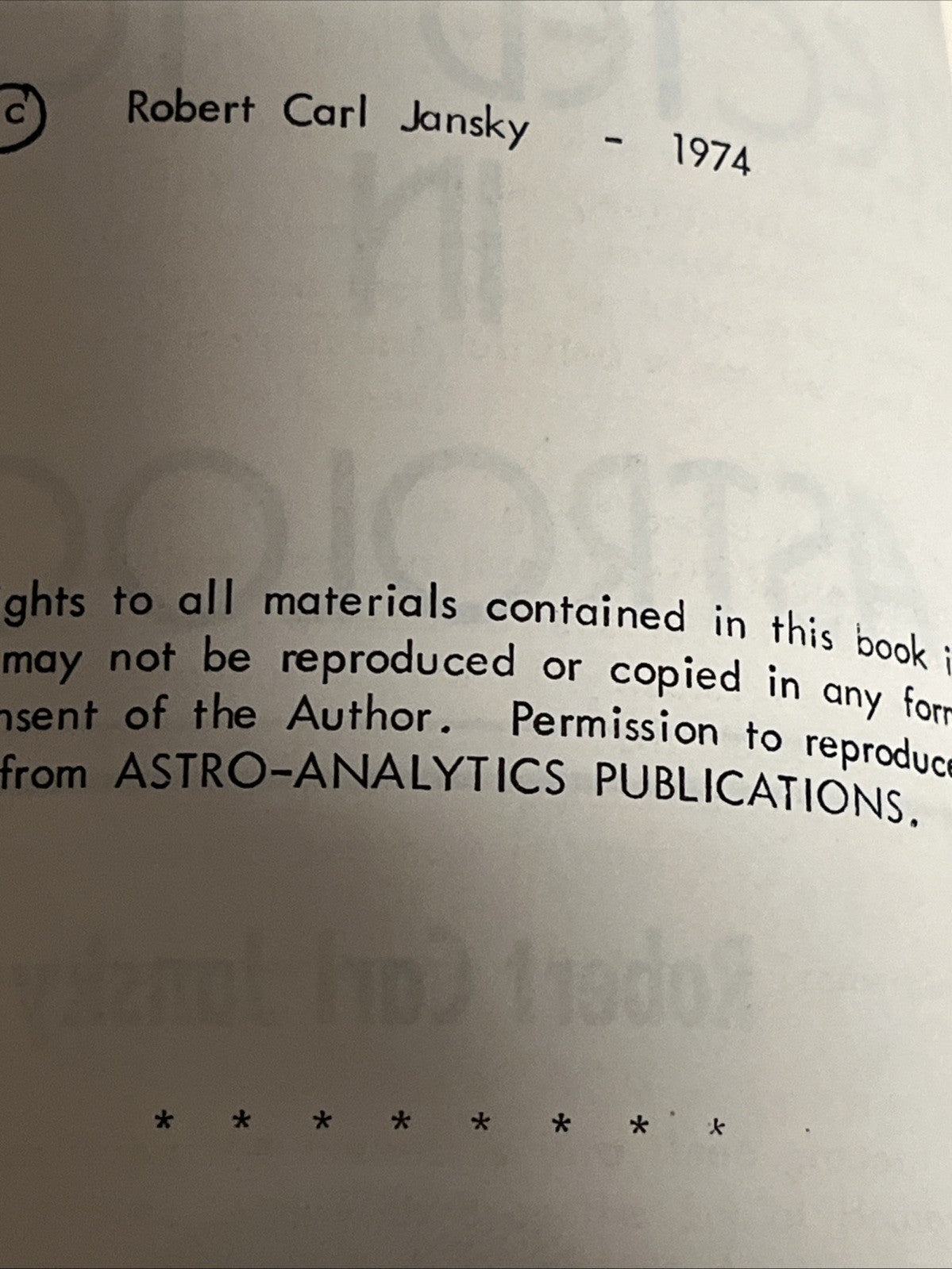 Selected Topics in Astrology 1st Edition By Robert C. Jansky 1974
