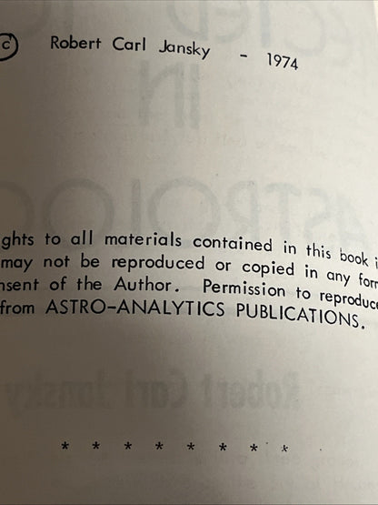 Selected Topics in Astrology 1st Edition By Robert C. Jansky 1974