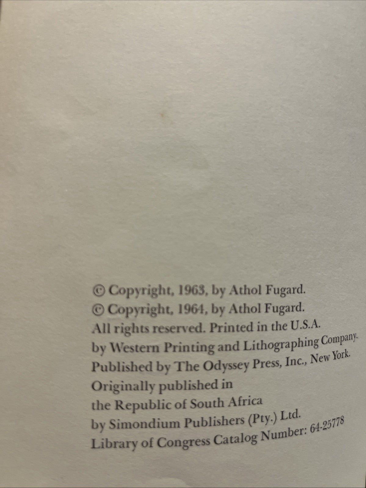 Athol FUGARD / The Blood Knot A Play in Seven Scenes ( 1964) EX LIB