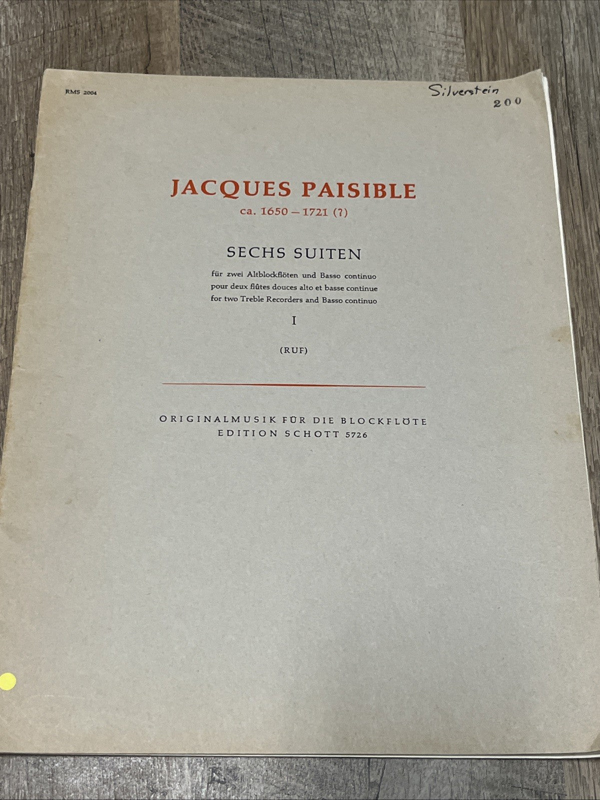Jacques Paisible Ca. 1650 - 1721 (?) Sechs Suiten