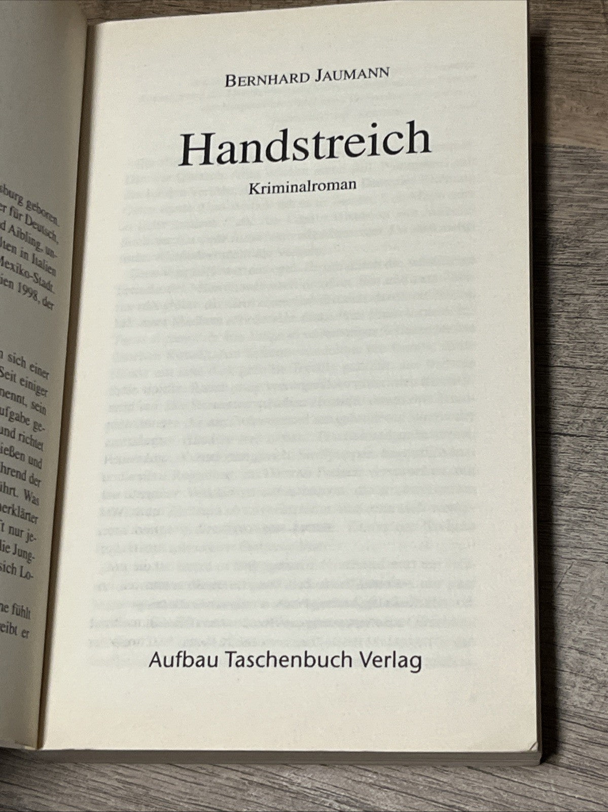 Handstreich : Kriminalroman. Aufbau-Taschenbücher ; 1507 Bernhard Jaumann