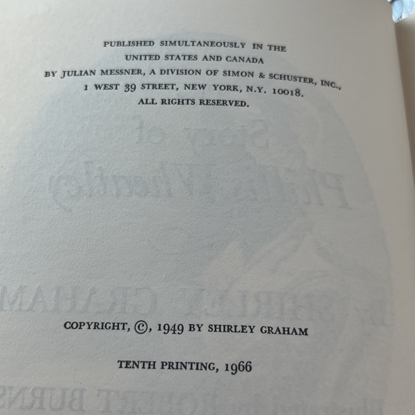 The Story of Phillis Wheatley - Poetess..Shirley Graham 1966 10th Edition
