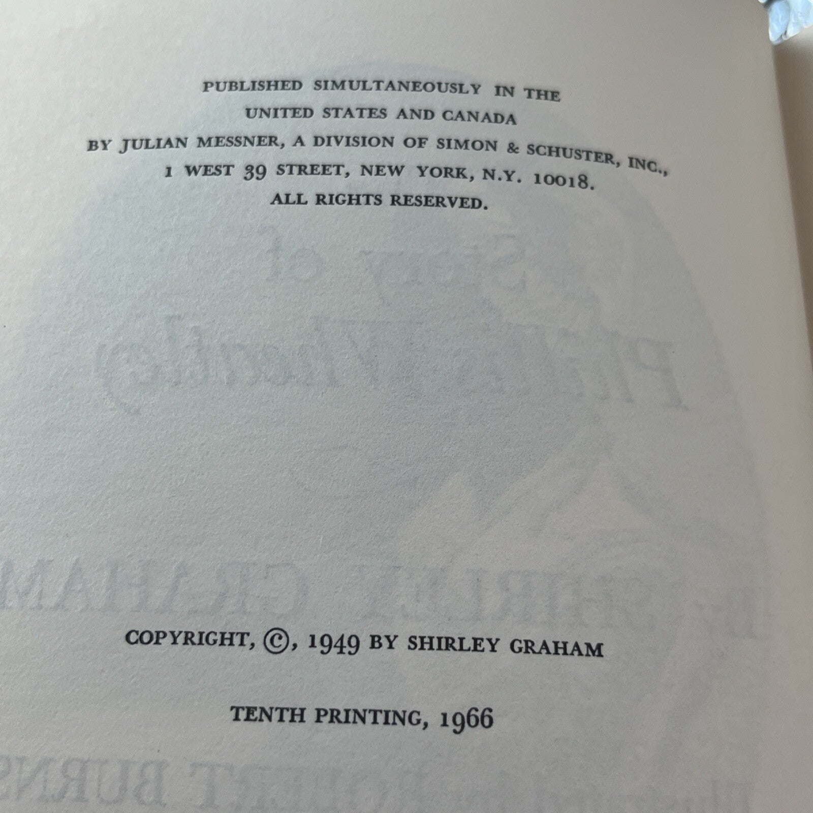The Story of Phillis Wheatley - Poetess..Shirley Graham 1966 10th Edition