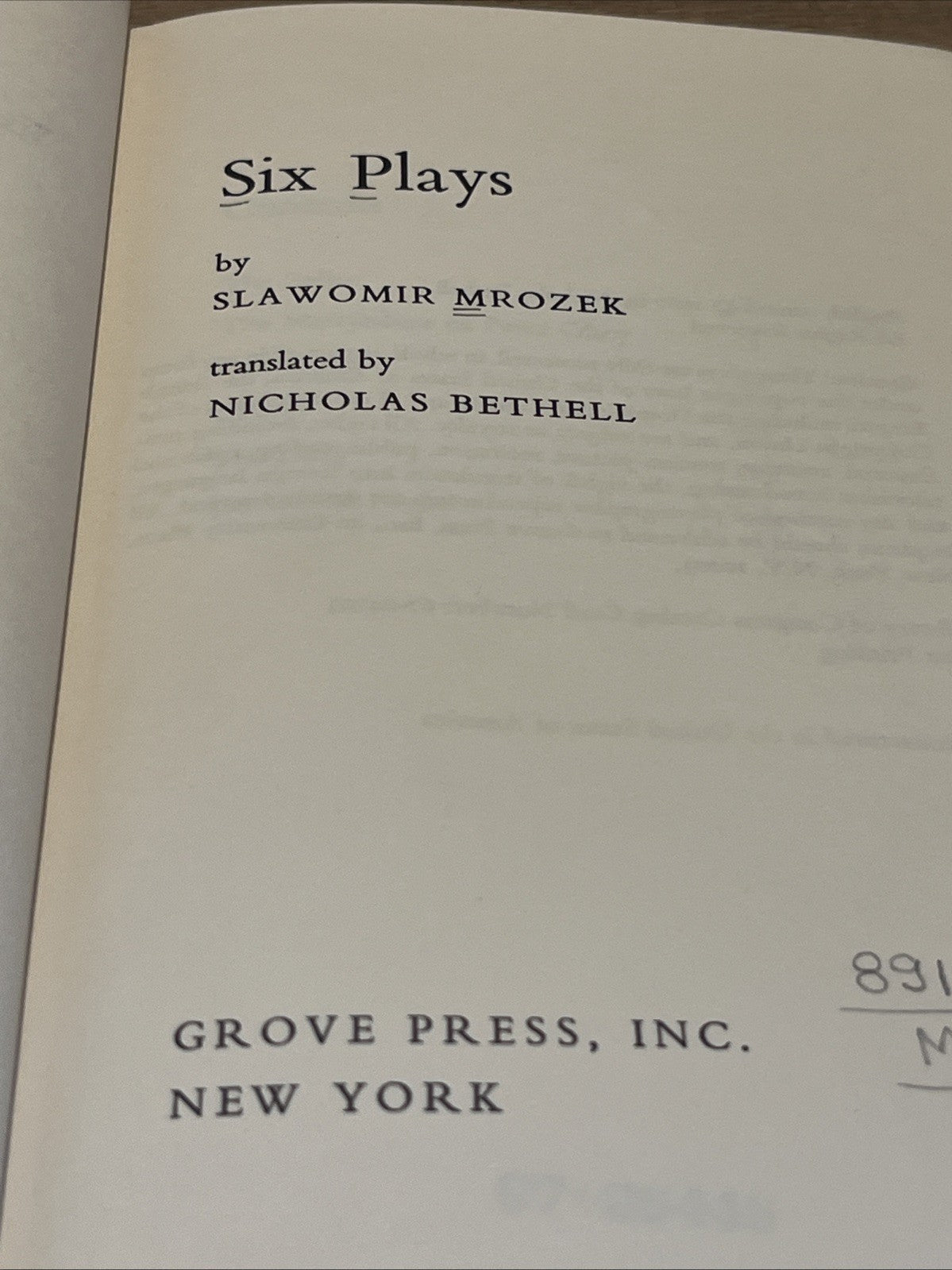 Six Plays by Slawormir Mrozek First Edition (1967) Hardcover Ex lib