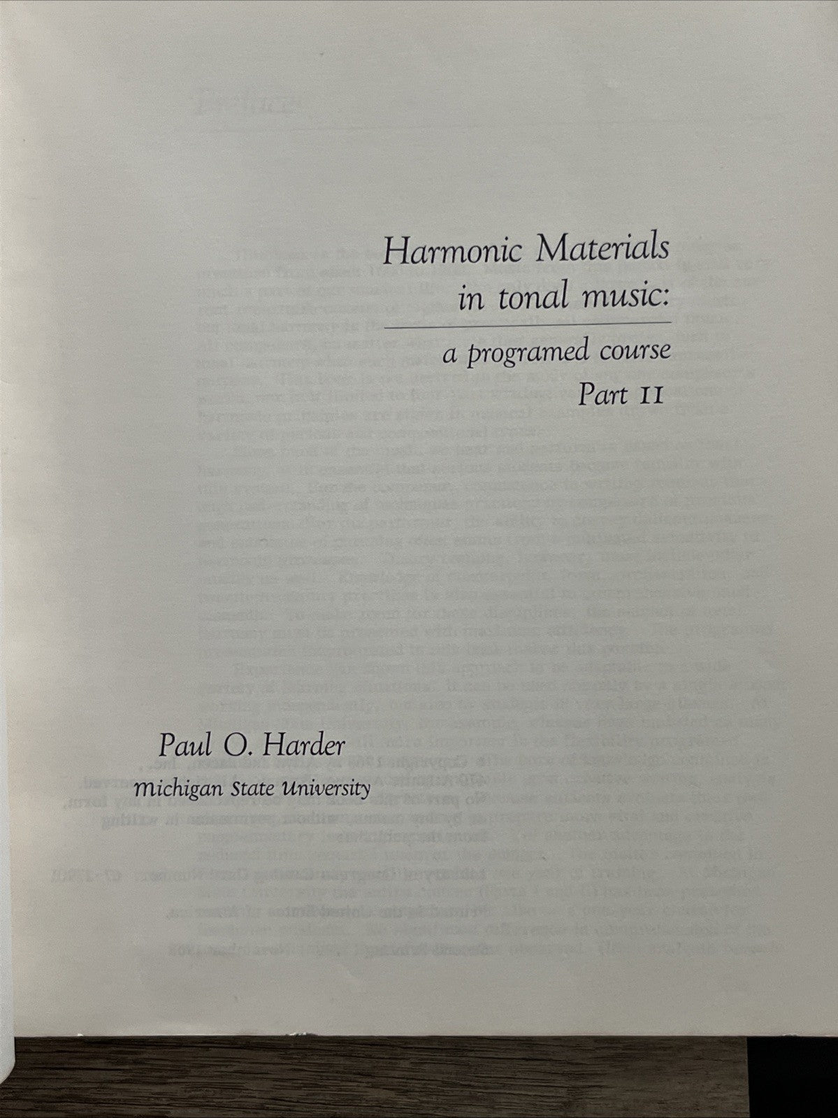 Harmony Materials in Tonal Music A Programed Course Part 1 & 2 By Paul O. Harder