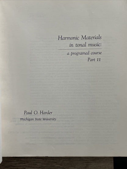 Harmony Materials in Tonal Music A Programed Course Part 1 & 2 By Paul O. Harder