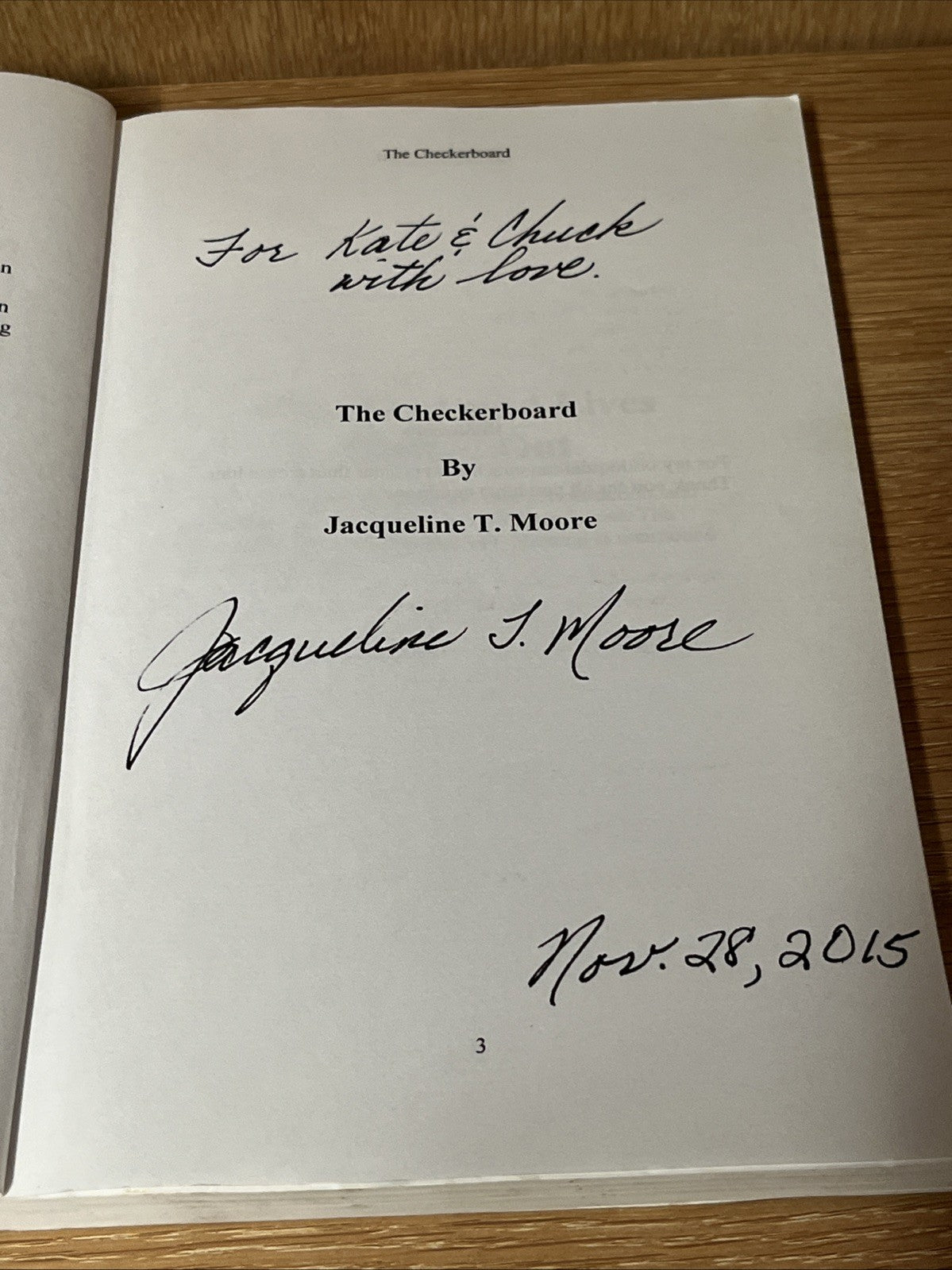 The Checkerboard 1st Edition by Jacqueline T. Moore SIGNED COPY 2015