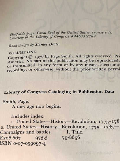A New Age Now Behind By Page Smith Volume 1 and 2 HC 1976