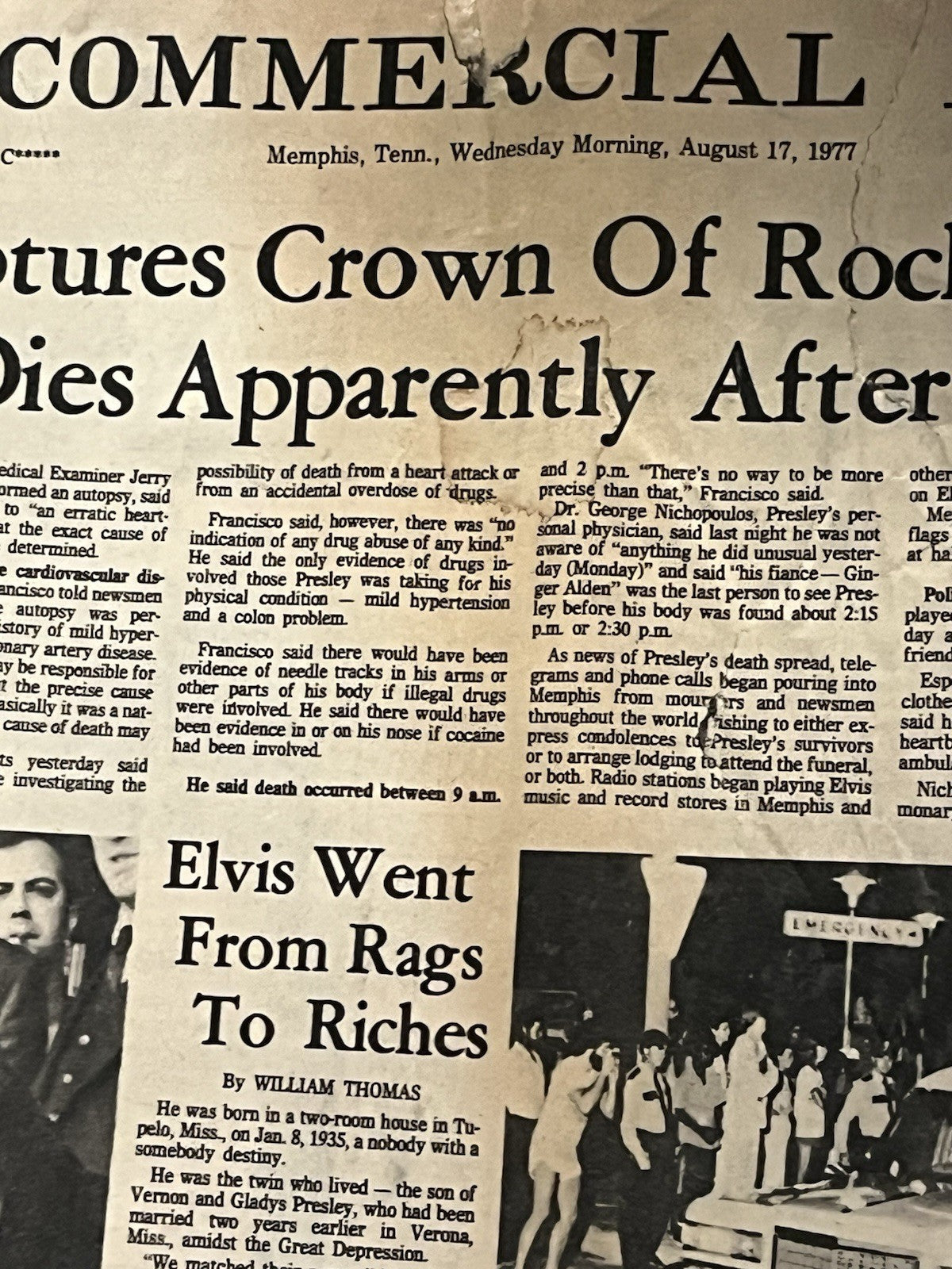 Elvis Presley Newspaper Death Memphis Press, 1977, AUG - 17, 18, 19, 21, 25 & 26