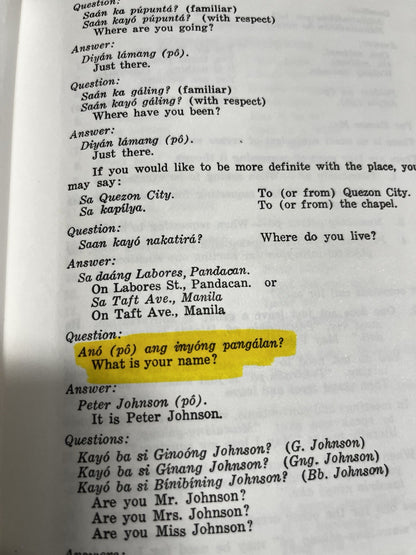 Basic Tagalog for Foreigners and Non-Tagalogs P Aspillera 1988 HC