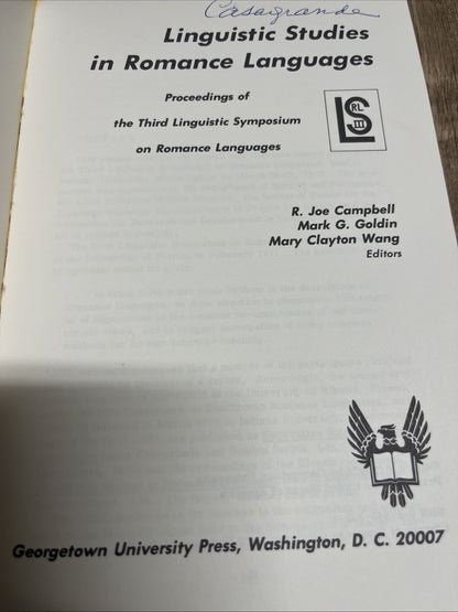 Linguistic Studies in Romance Languages, 1st Edition R. Joe Campbell 1974