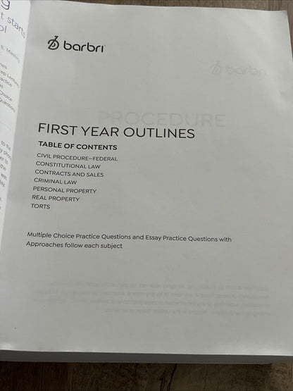 Barbri 1L Outline First Year Outlines Civil Procedure,Constitutional Law & More