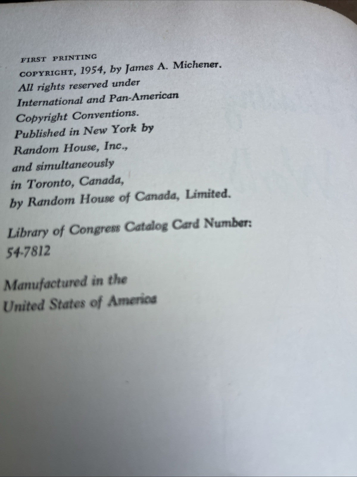 The Floating World First Edition James A. Michener (HC, NDJ, 1954) Random House