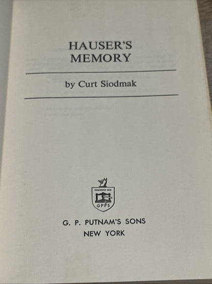 Curt Siodmak HAUSER'S MEMORY 1st Edition 1968