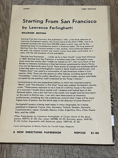 Starting from San Francisco Lawrence Ferlinghetti Paperback Book 1967