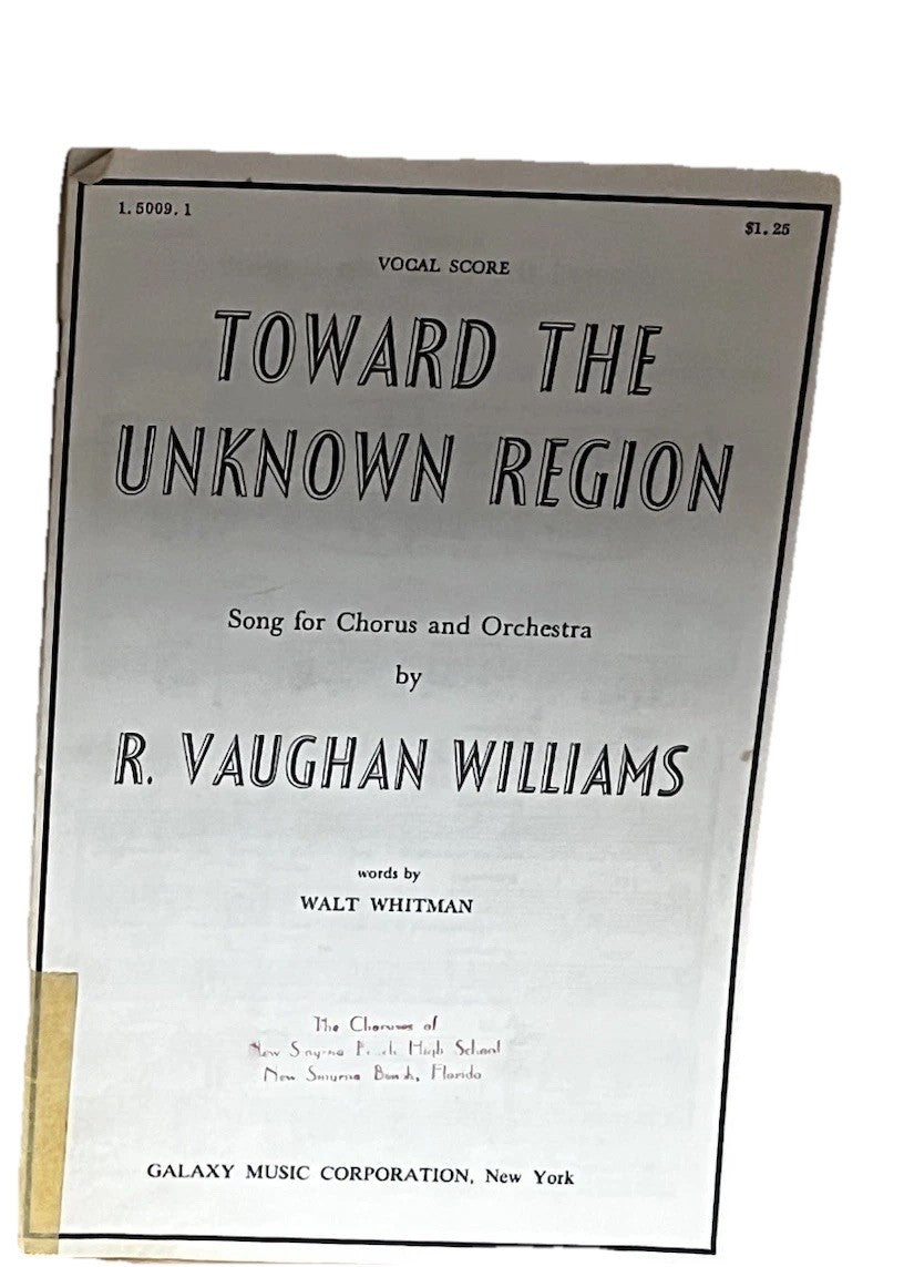 vaughan williams, ralph: toward the unknown region by walt whitman 1918