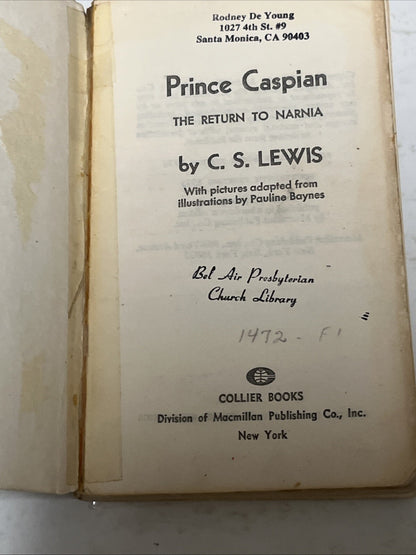 The Chronicles of Narnia Book CS Lewis 1, 2, 3, 5, & 6 Collier Books 1970s