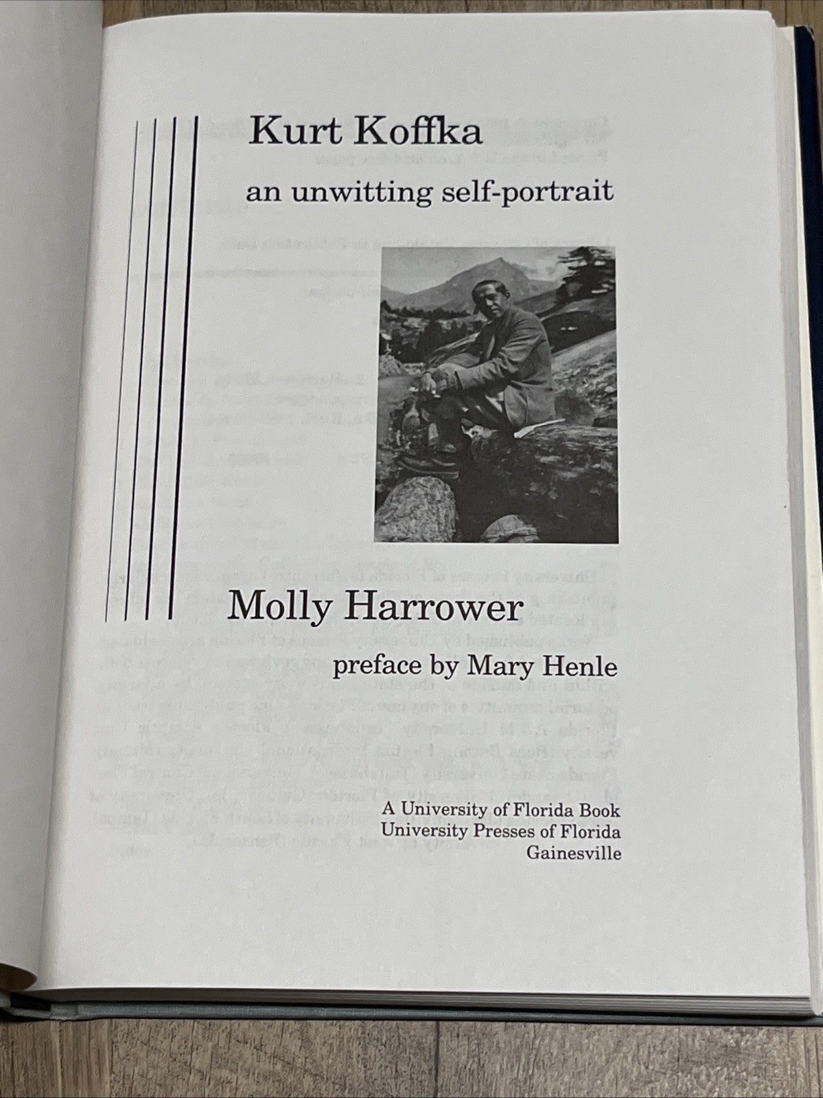 KURT KOFFKA: AN UNWITTING SELF-PORTRAIT By Molly Harrower - Hardcover EXCELLENT