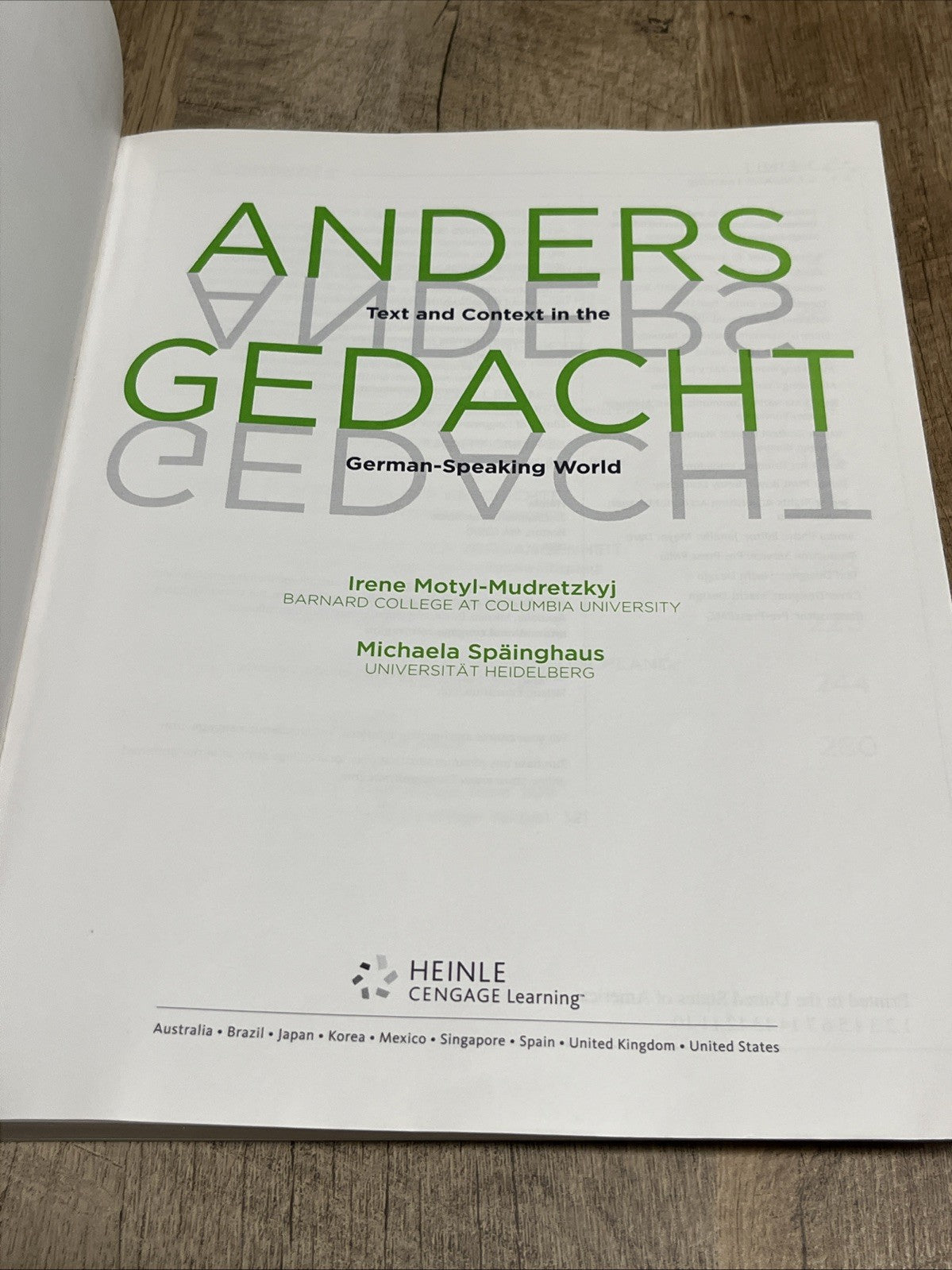 Anders Gedacht Irene Motyl-Mudretzkyj 2nd Edition Text & Context In The German..