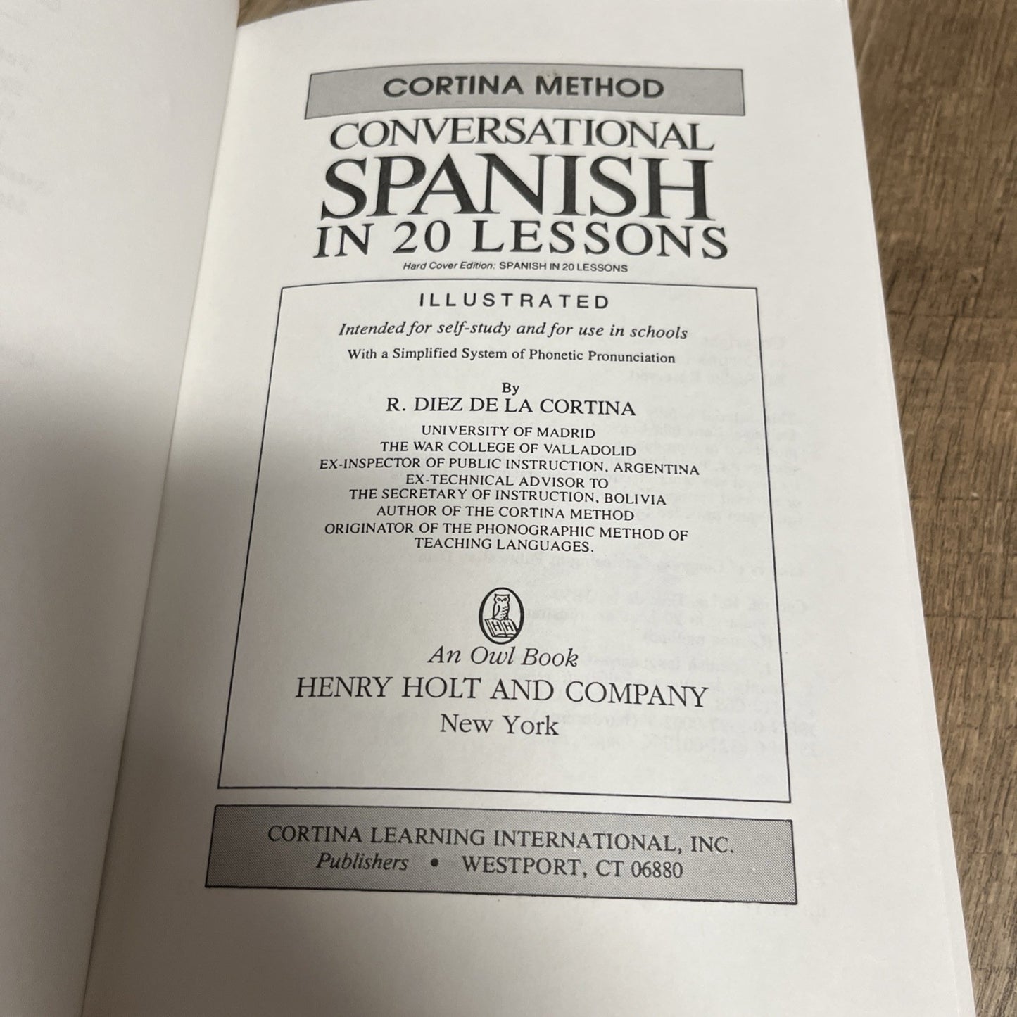 CONVERSATIONAL SPANISH IN 20 LESSONS (CORTINA METHOD) By Diez R. De La Cortina