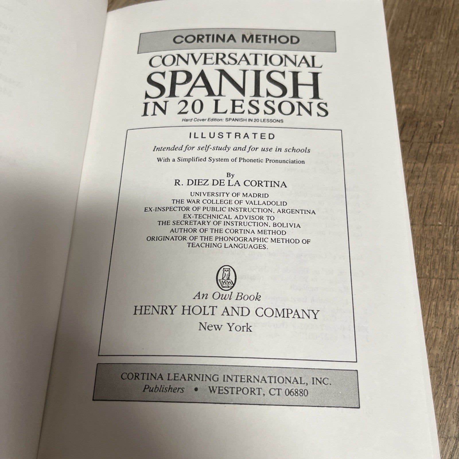 CONVERSATIONAL SPANISH IN 20 LESSONS (CORTINA METHOD) By Diez R. De La Cortina