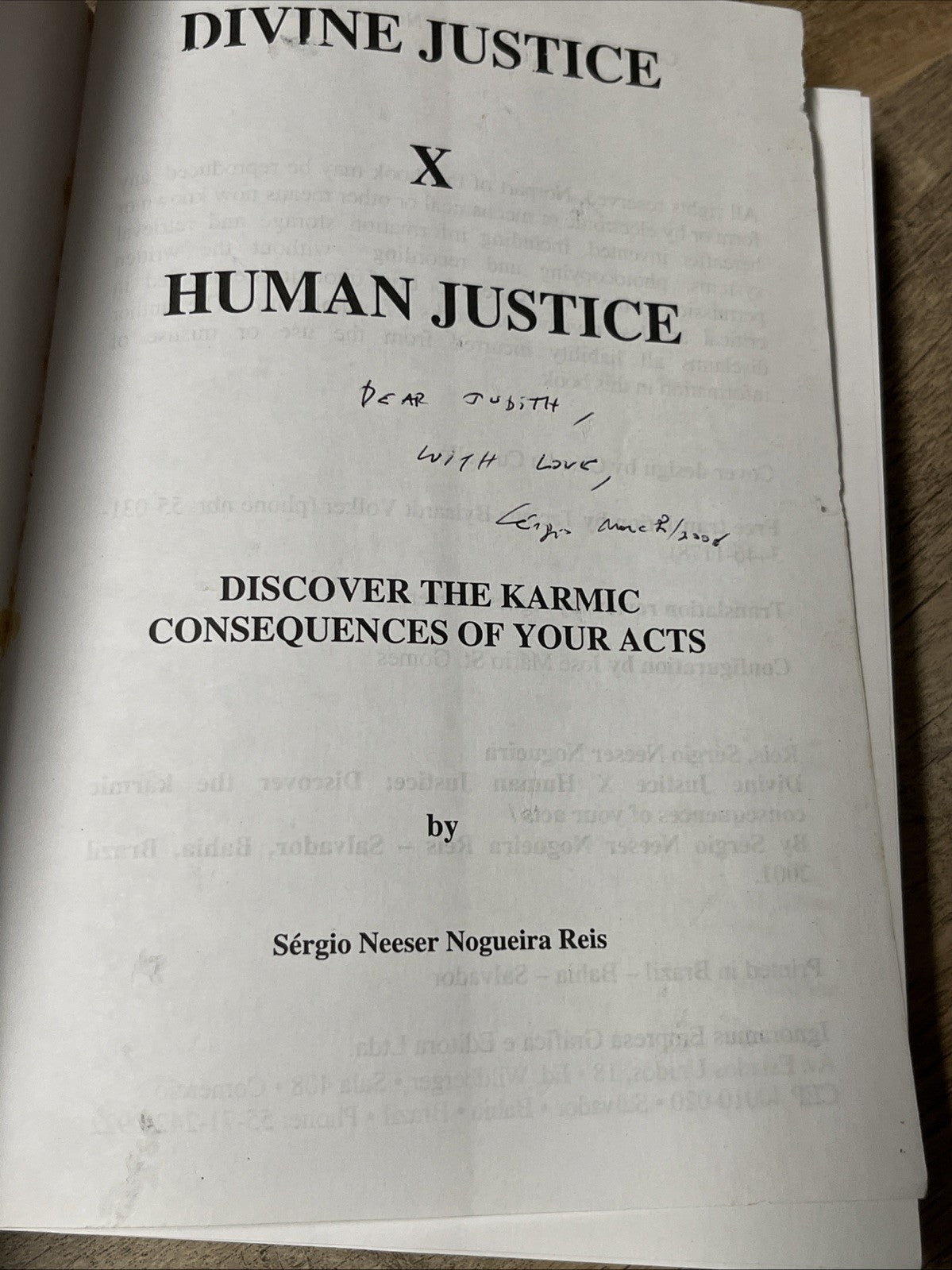 Divine Justice X Human Justice By Sergio Nogueira Reis SIGNED COPY 2001