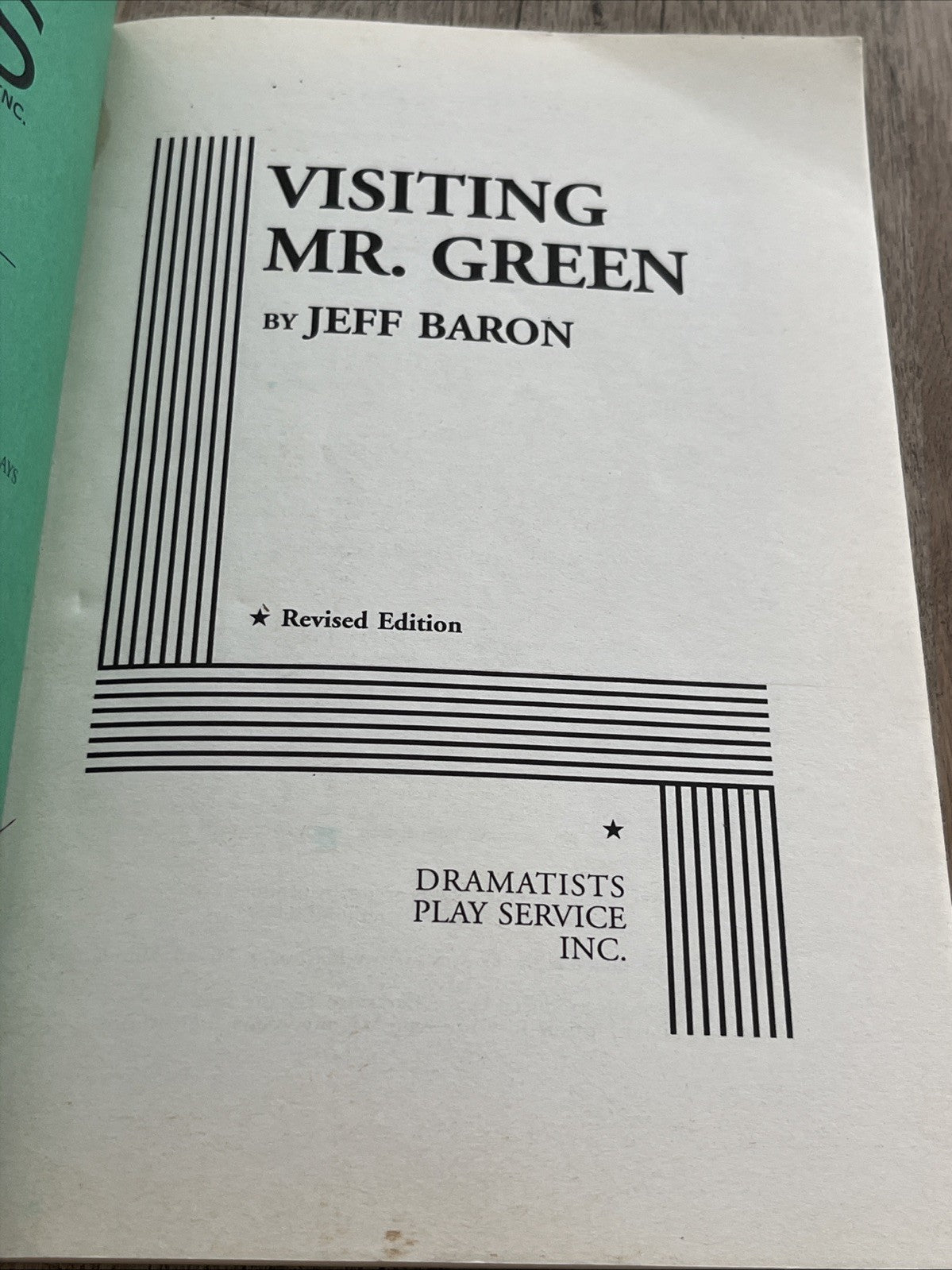 Visiting Mr. Green by Jeff Baron (Trade Paperback) FREE SHIPPING