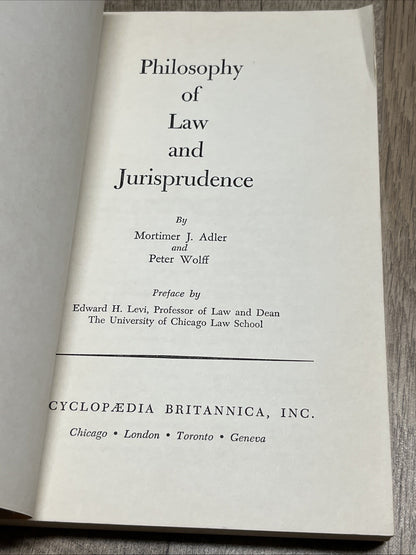 Philosophy of Law And Jurisprudence, The Great Ideas Program 1st Edi 1961 PB