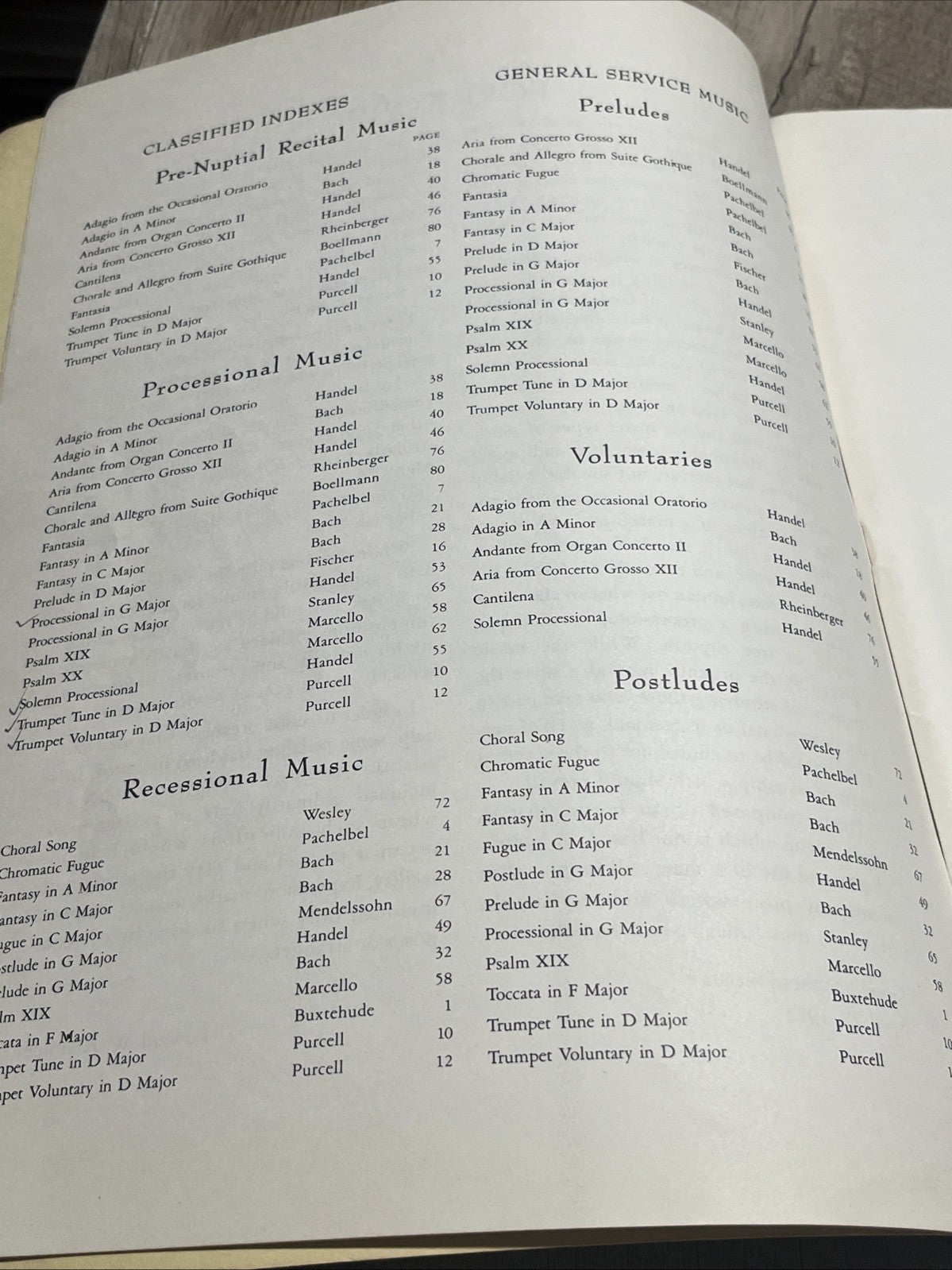 Wedding Music Part 1 Song Book :Processional & Recessionals…. 1952