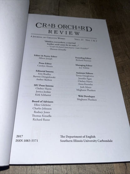 Crab Orchard Review Vol 21 Double Issue 2017