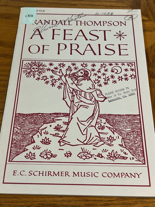 "A FEAST OF PRAISE" Sacred Chorus Music RANDALL THOMPSON Rare Vintage 1963