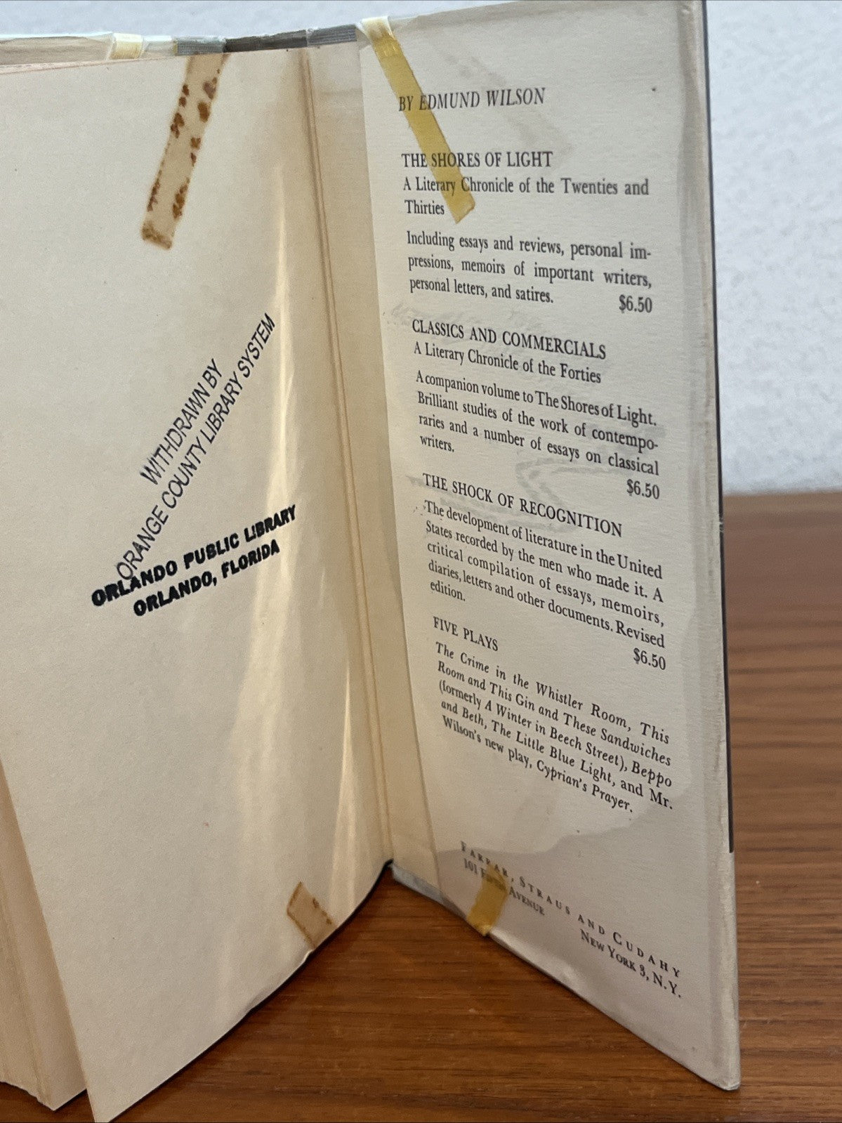 Edmund Wilson / A PIECE OF MY MIND REFLECTIONS AT SIXTY First Edition 1956