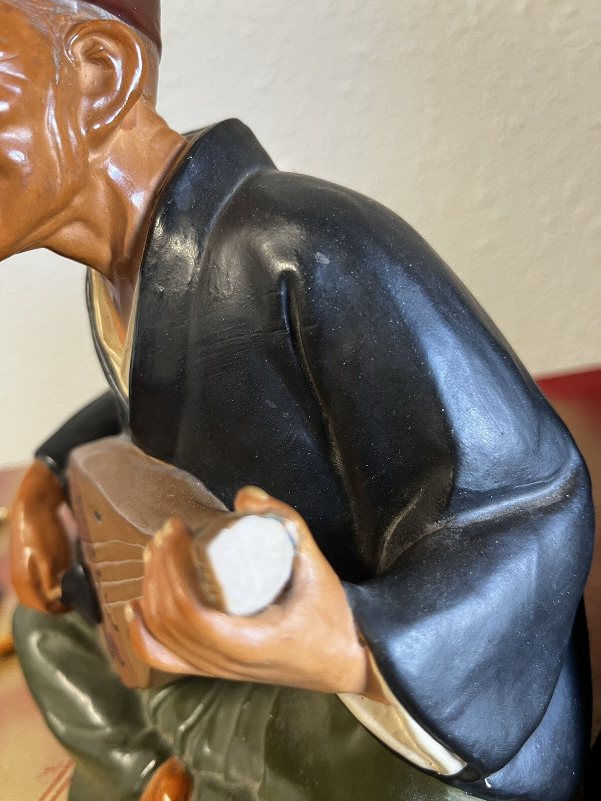 Hakata Urasaki Old Man Biwa Instrument Japanese Figurine Top of Biwa Is Broken