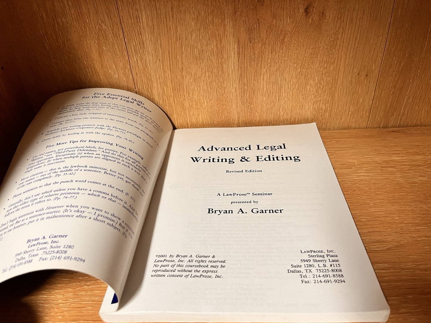 Advance Legal Writing & Editing by Bryan A Garner (2001)
