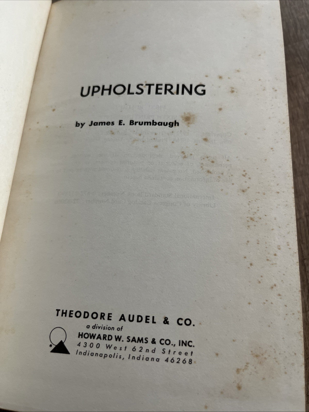 Audel - UPHOLSTERING by James E. Brumbaugh (1972; HC Book) Illustrated
