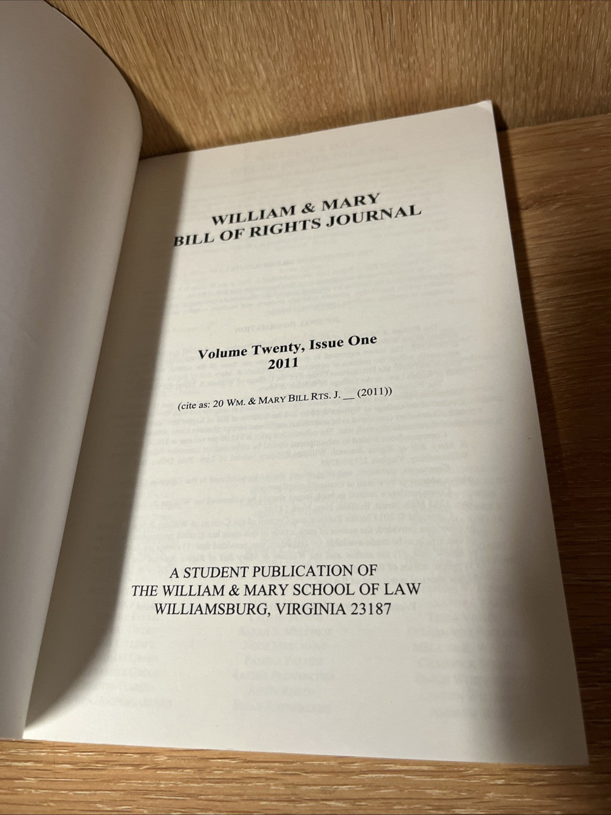 William & Mary Bill of Rights Journal Volume 21, Issue 2 & 4, Vol. 20 Issue 1 &2