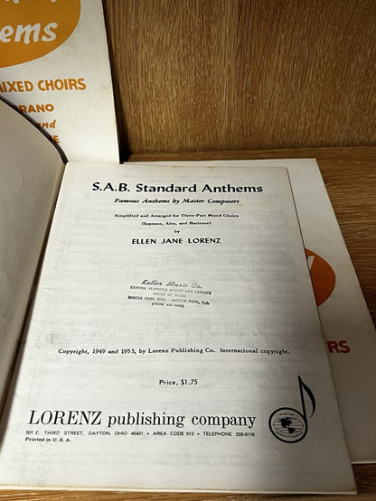Lot 6 SAB Standard Anthems for Three Part Mixed Choirs Soprano, Alto & Baritone