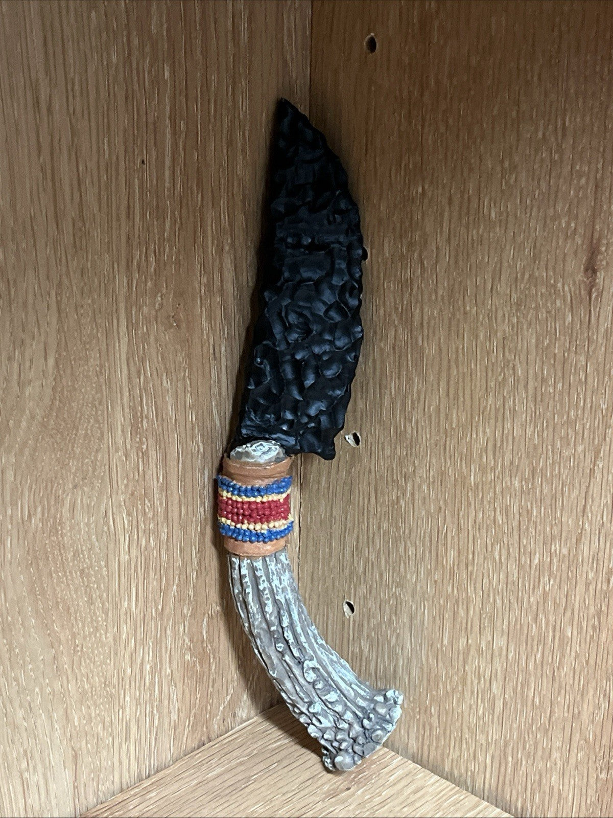 Lava Obsidian,Handmade Winchester Dagger Knife, Wrapped In Bohemian Beads 5”/8”