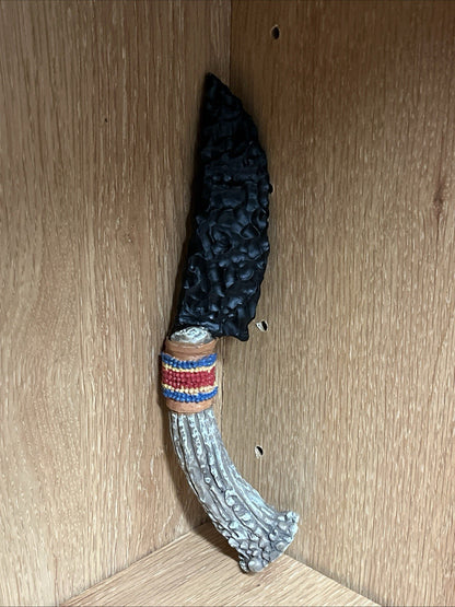 Lava Obsidian,Handmade Winchester Dagger Knife, Wrapped In Bohemian Beads 5”/8”